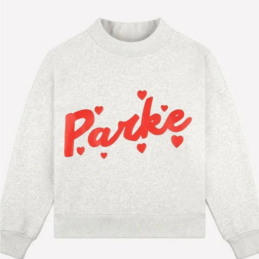 Parke Women's Gray Crew Neck Sweater with Red Accents